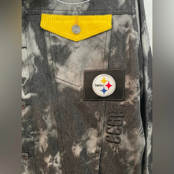 NWT The Wild Collective Official NFL Steeler's Tie Dye Denim Jacket - Picture 5 of 11